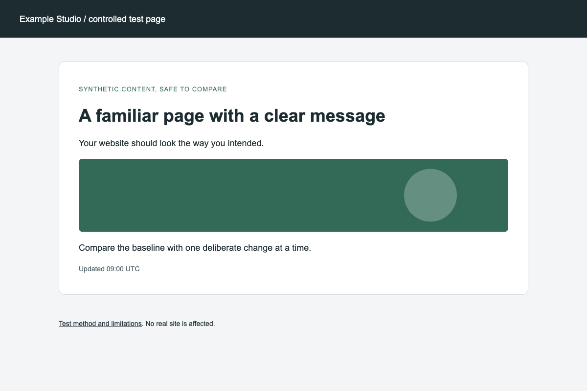 Example baseline screenshot of a homepage
